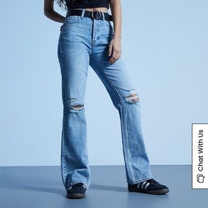 PacSun Eco Light Blue Ripped High Waisted Bootcut Jeans